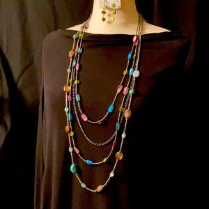 Multi Layered Necklace and Earring Set